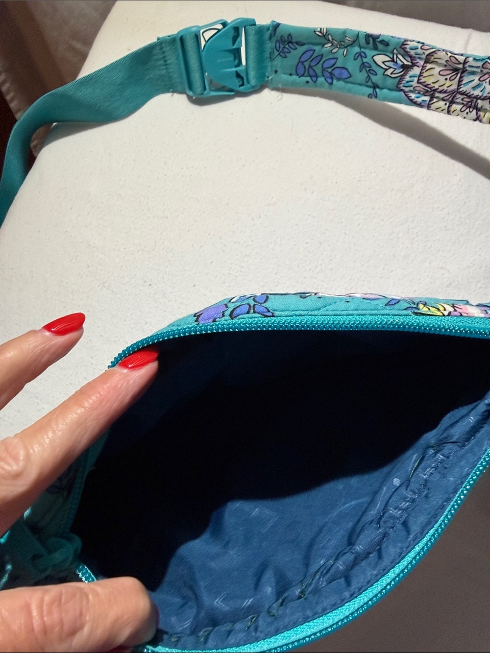 Vera Bradley Teal Floral Quilted Crossbody Sling Bag - Picture 2 of 7